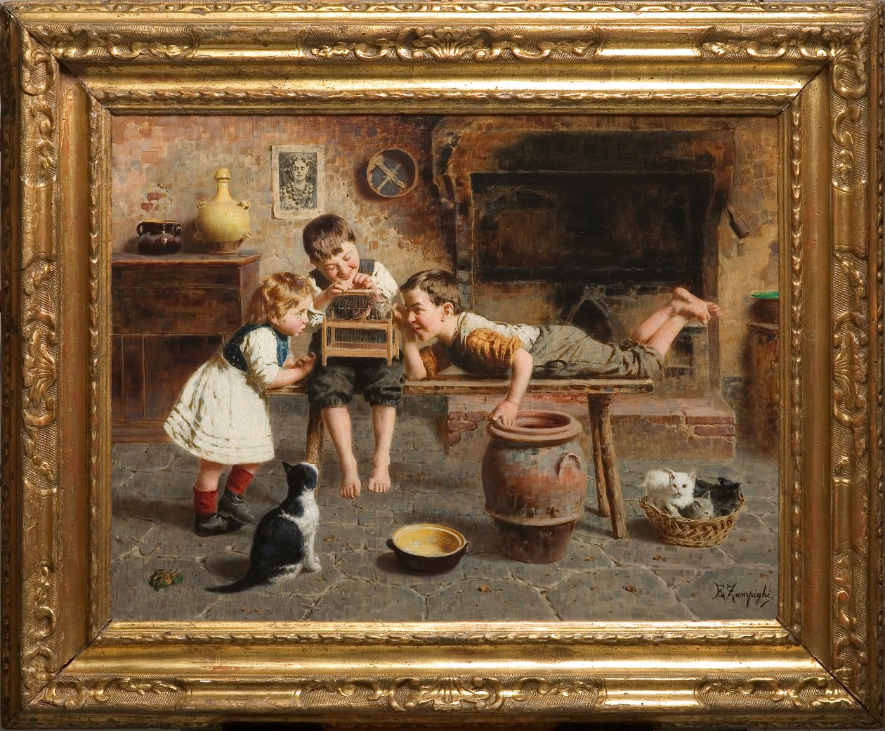 Jogos Infantis (óleo sobre tela) de Eugenio Zampighi