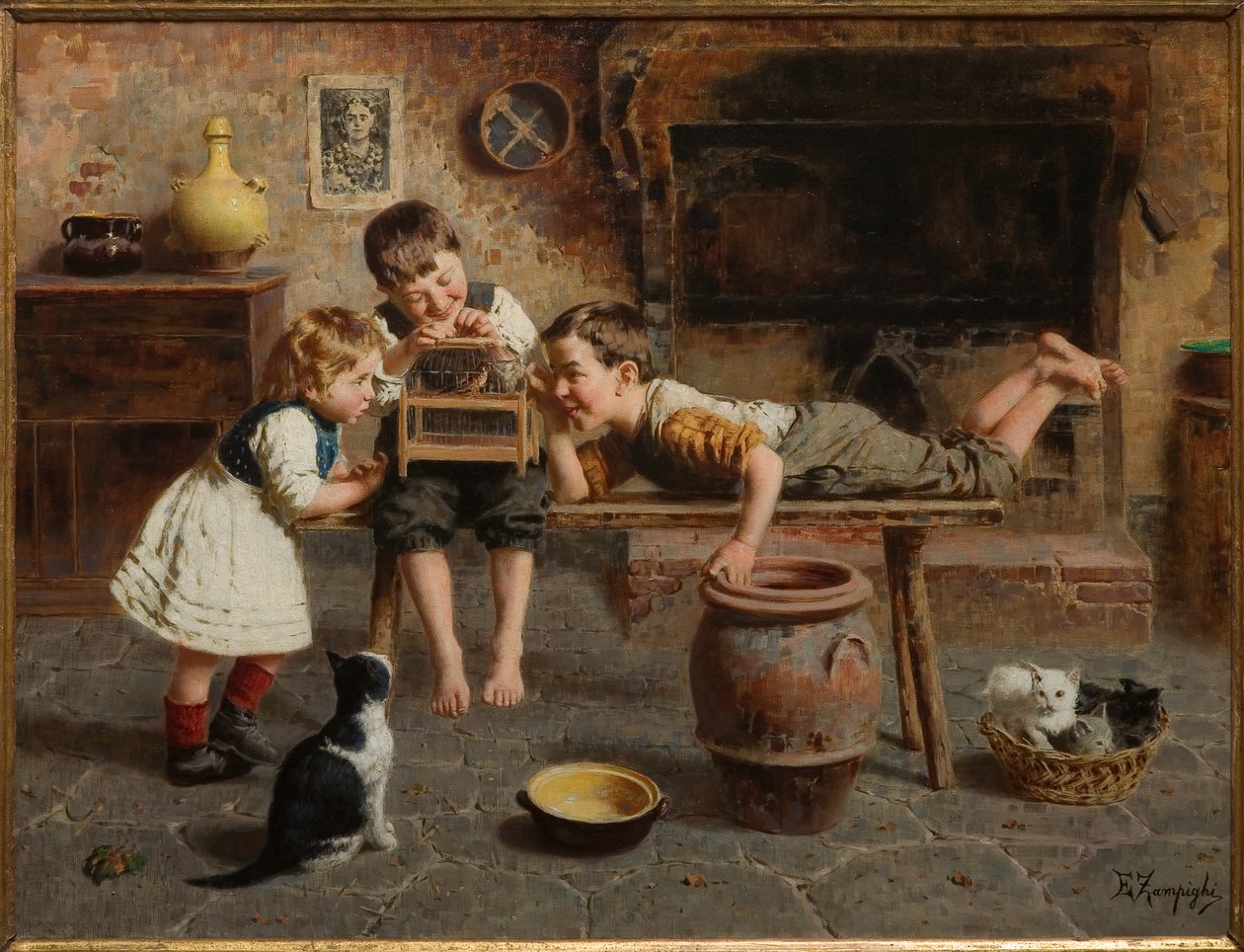 Jogos Infantis (óleo sobre tela) de Eugenio Zampighi
