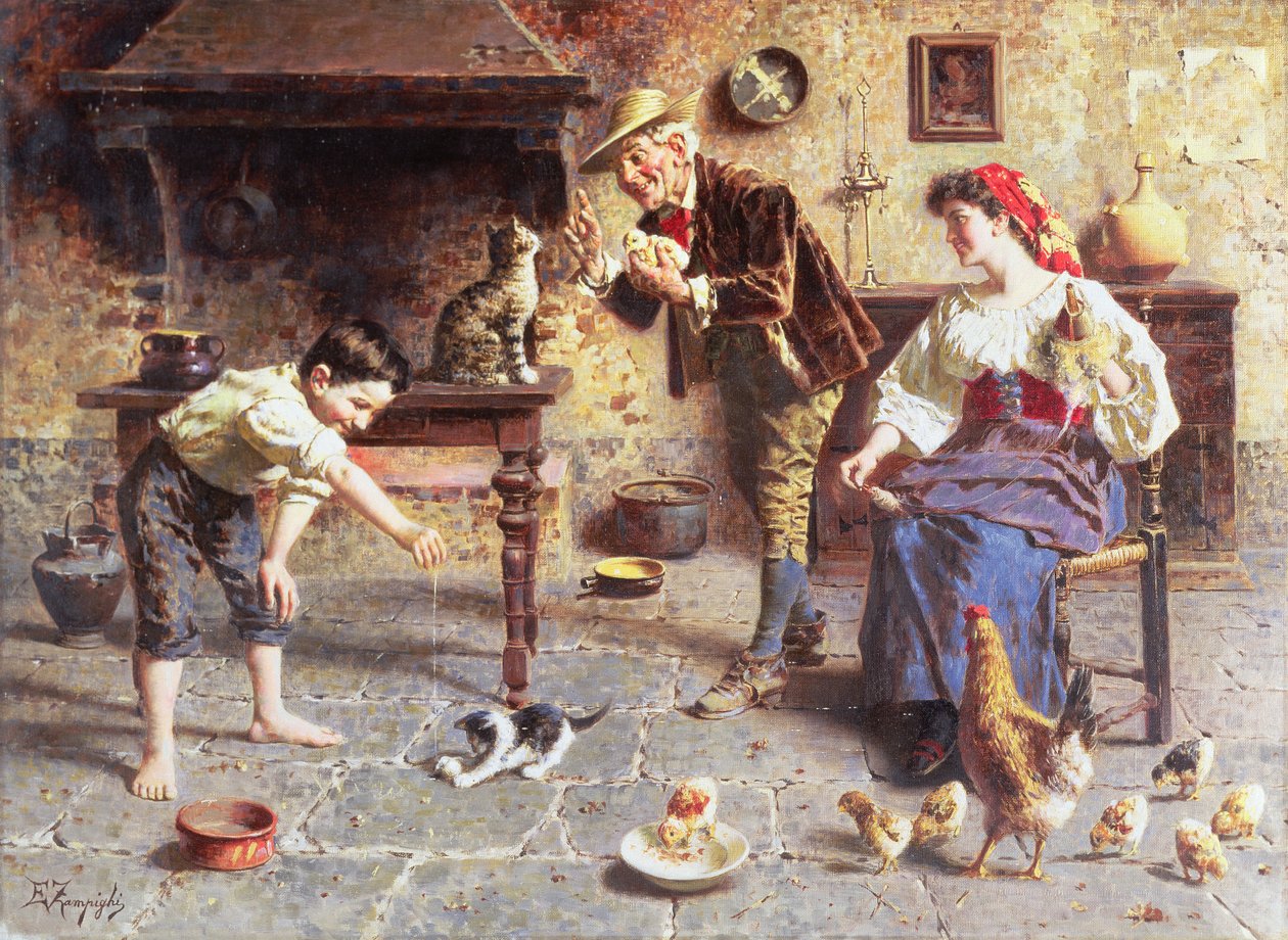 Na cozinha (pintura) de Eugenio Zampighi