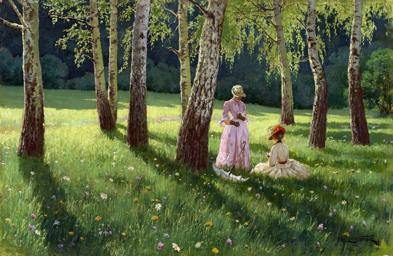 Duas mulheres em uma madeira de Eugeniusz Wrzeszcz
