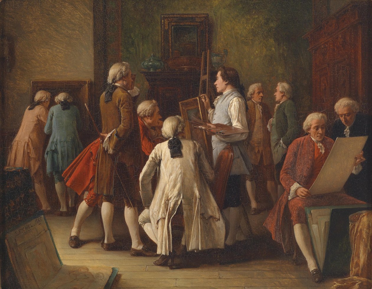 Os amantes da arte no estúdio do pintor de Benjamin Eugene Fichel
