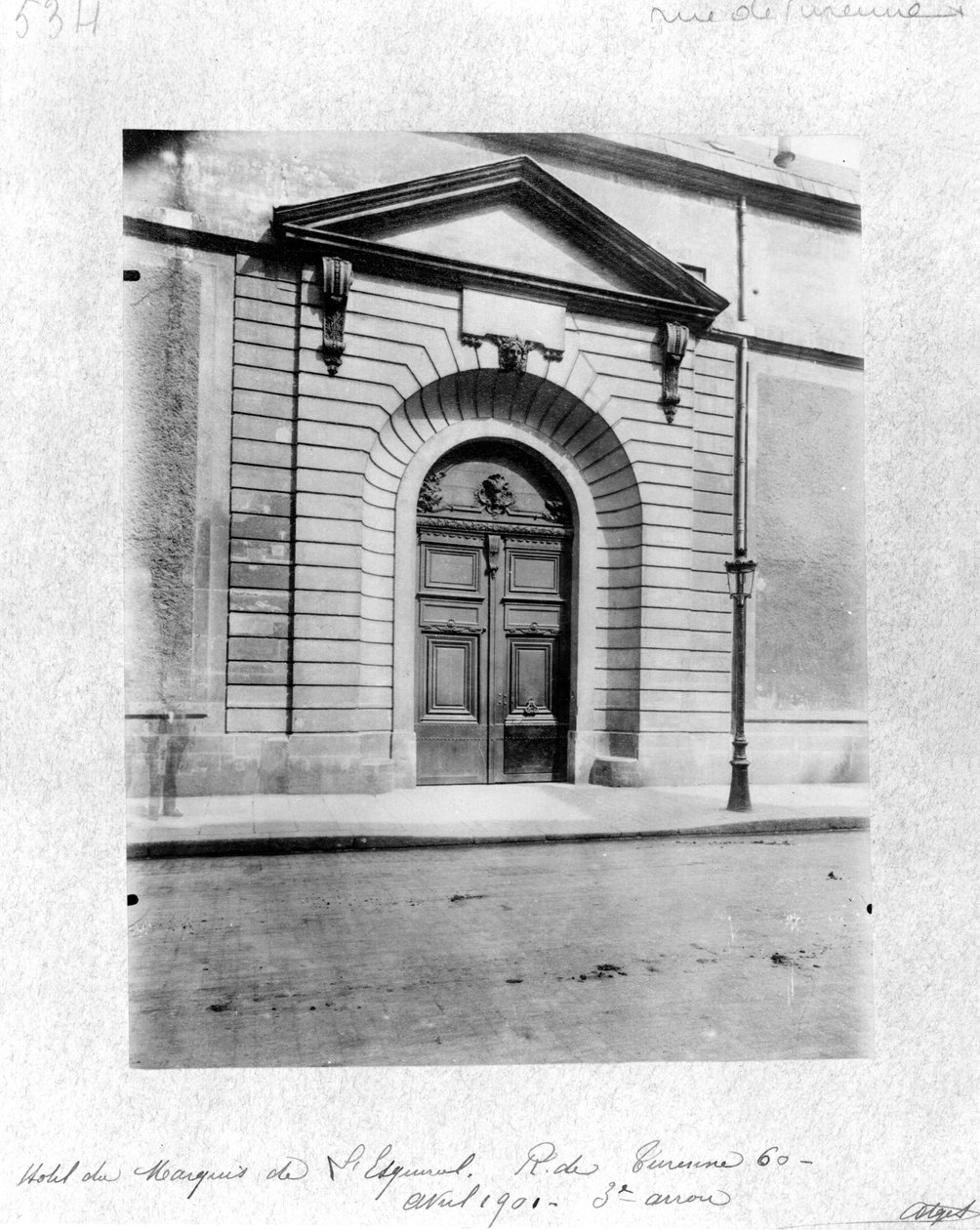 Hotel Grand Veneur em Paris, 60 rue de Turenne, 1901 de Eugène Atget