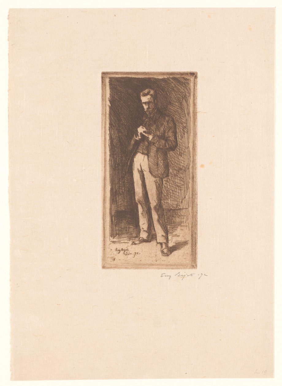Auto-retrato de Eugène Bejot (signed by artist)