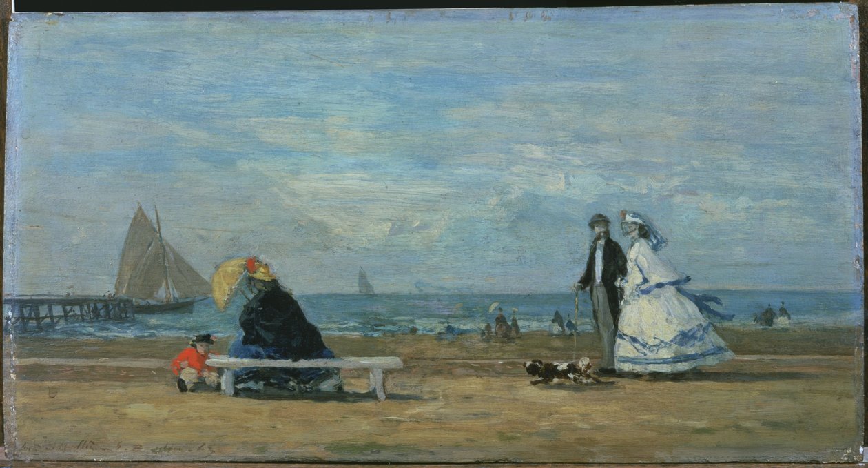 Praia em Trouville de Eugene Louis Boudin