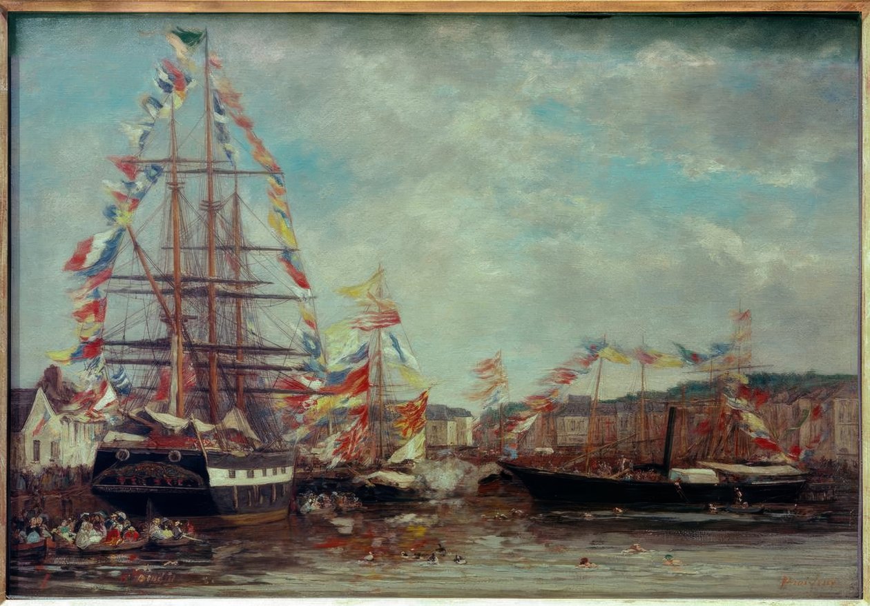 Festa no porto de Honfleur de Eugene Louis Boudin