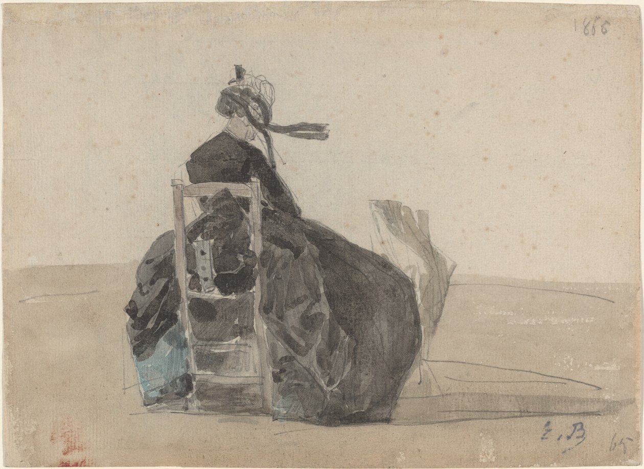 Senhora sentada de preto, Trouville de Eugène Boudin