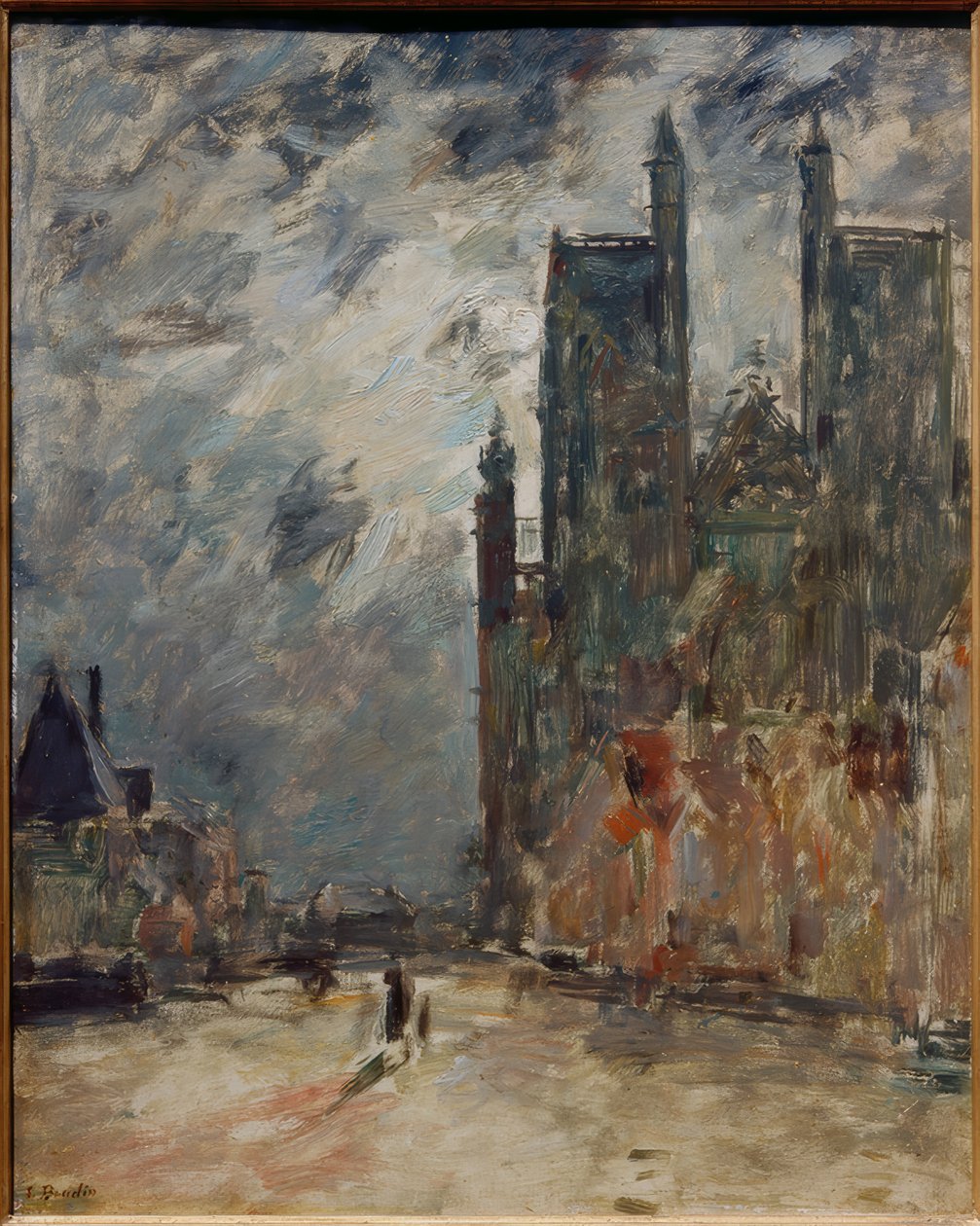 Igreja Colegiada de Abbeville à noite de Eugene Louis Boudin