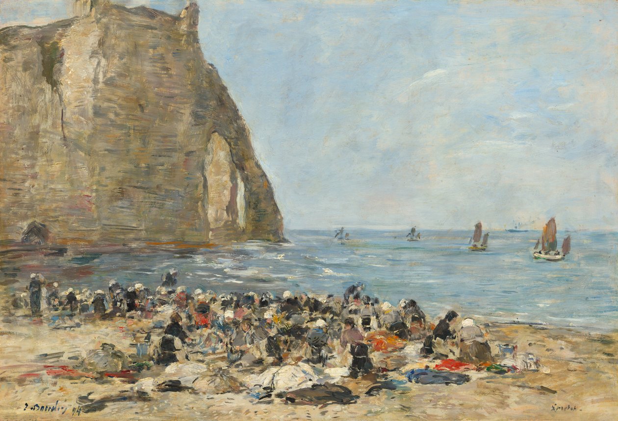Lavadeiras na praia de Etretat de Eugène Boudin