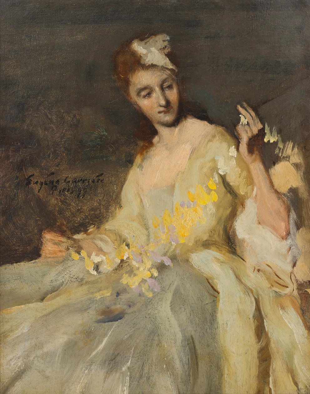 Retrato de uma senhora com um vestido de baile de Eugène Carrière