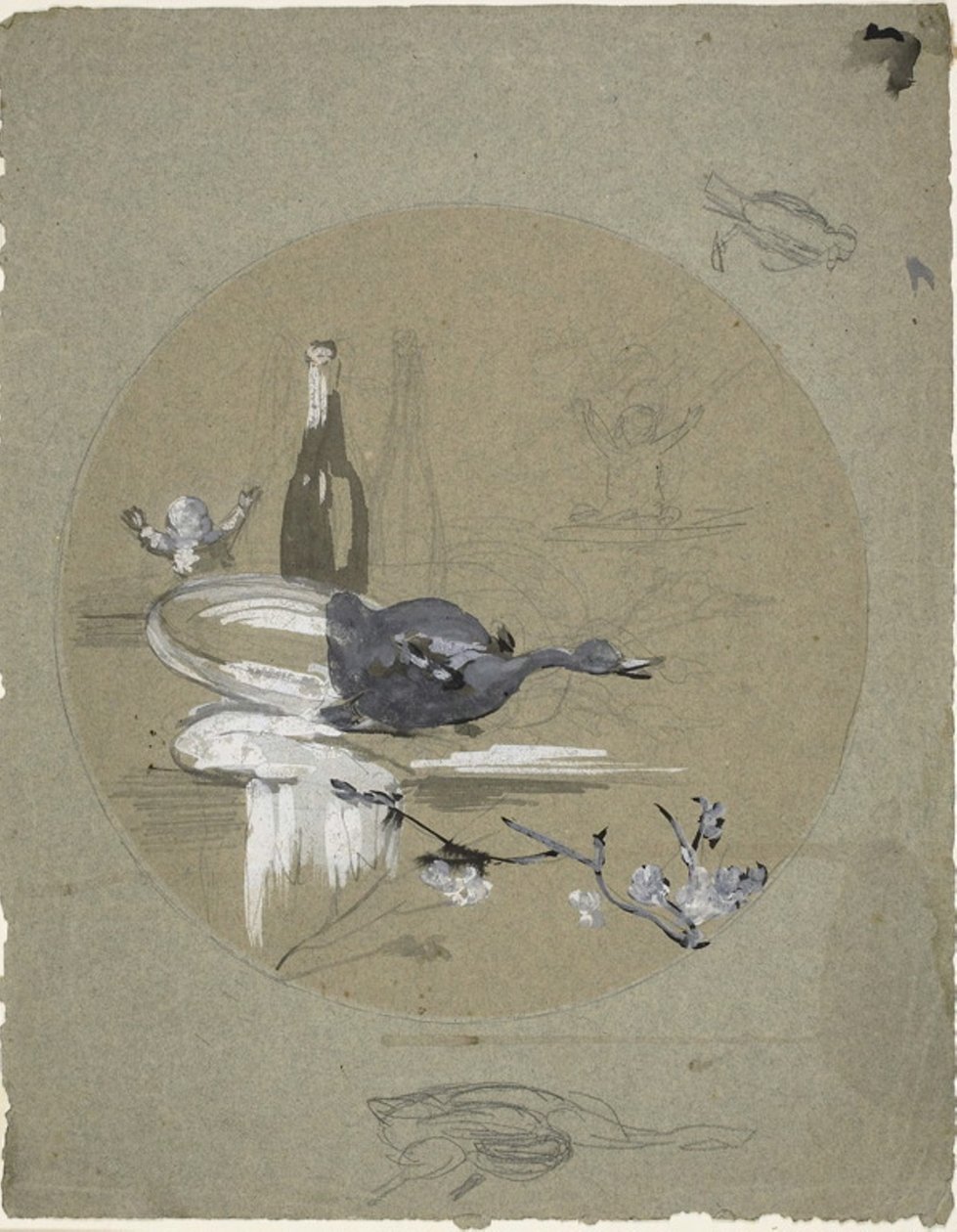 Design para um prato de porcelana de Eugène Carrière