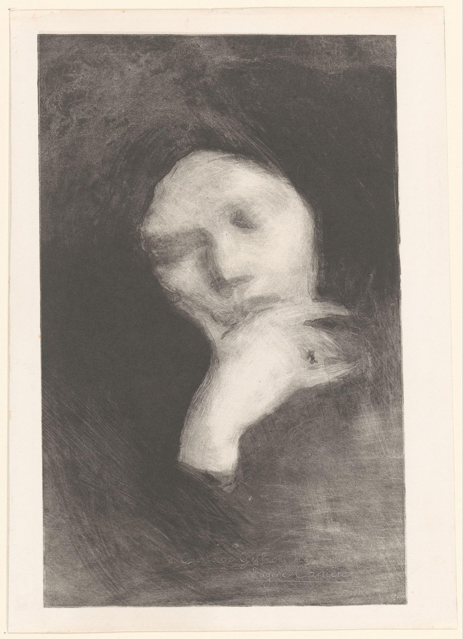 Rosto de uma mulher meditando de Eugène Carrière