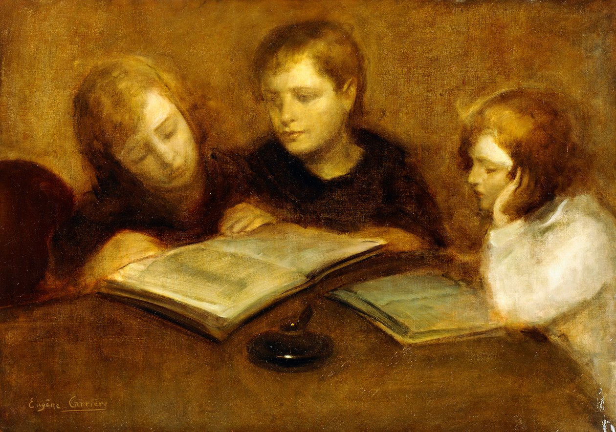 Meninas lendo, de Eugène Carrière