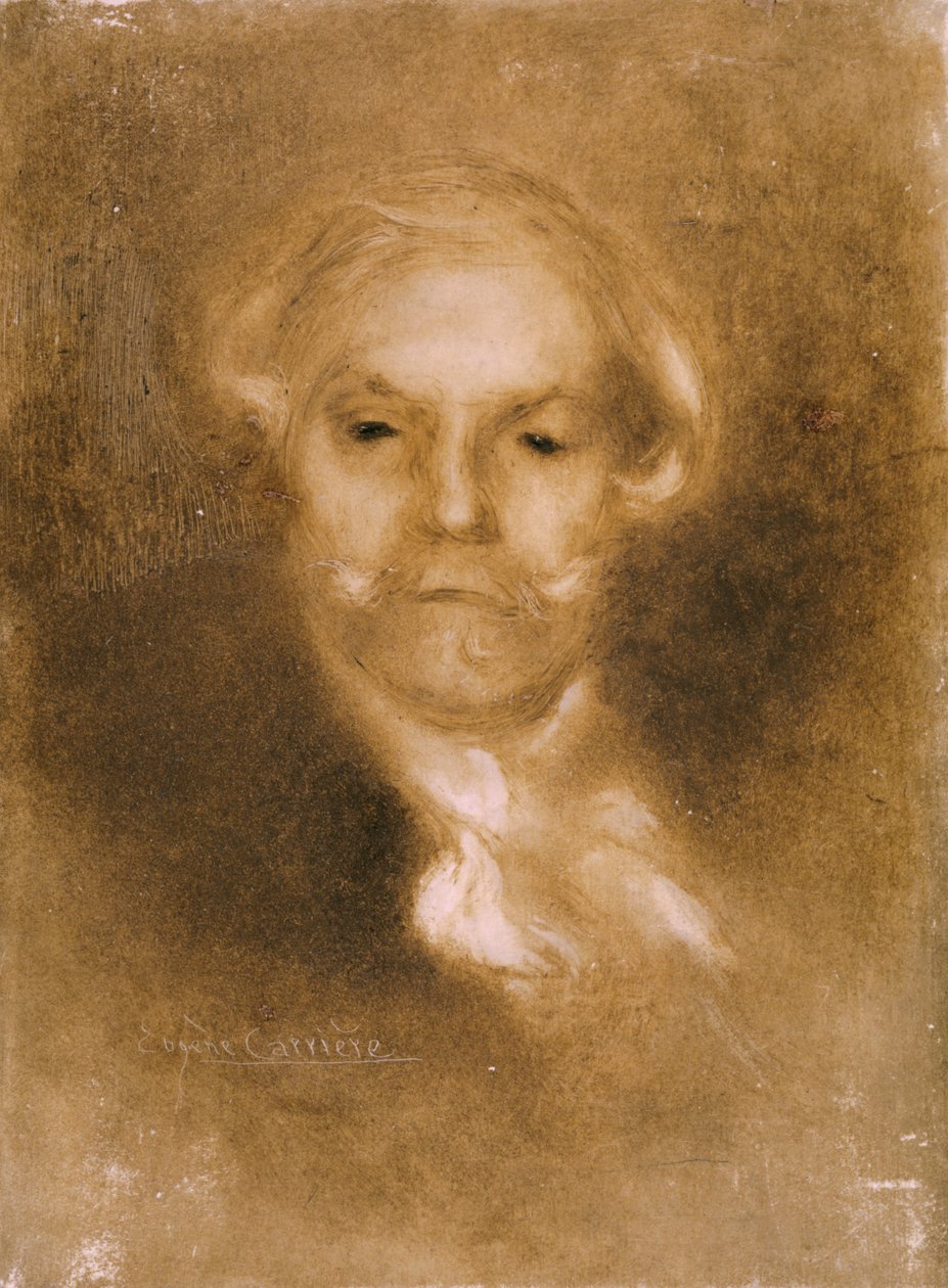 Retrato de Edmond de Goncourt (1822-96), de Germinie Lacerteux, de Edmond e Jules (1830-70), publicado em 1890 (gravado, wc em pergaminho) de Eugène Carrière