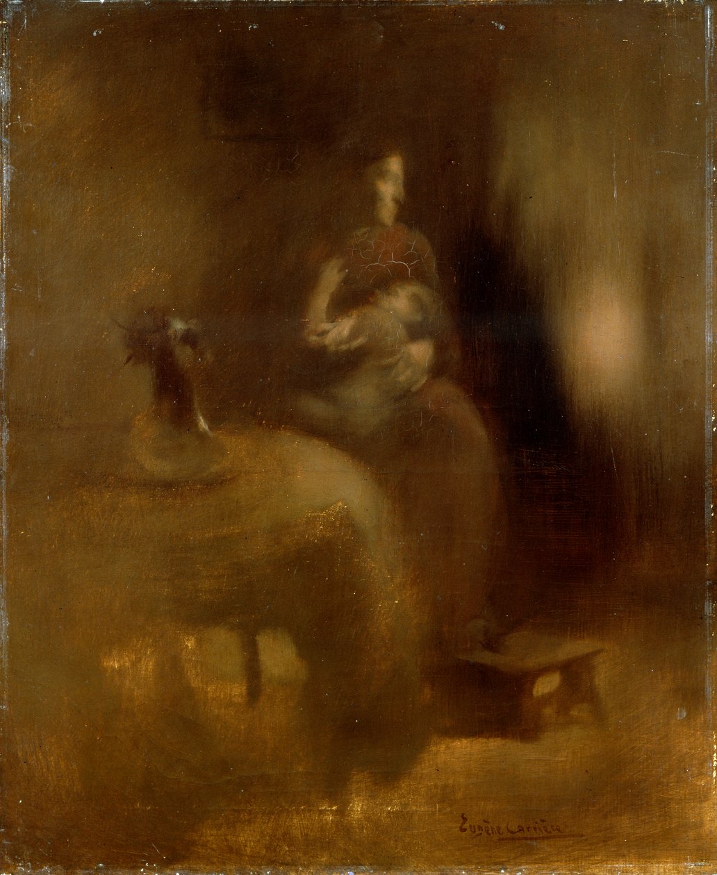 Mulher com um bebê no colo, década de 1890. de Eugène Carrière