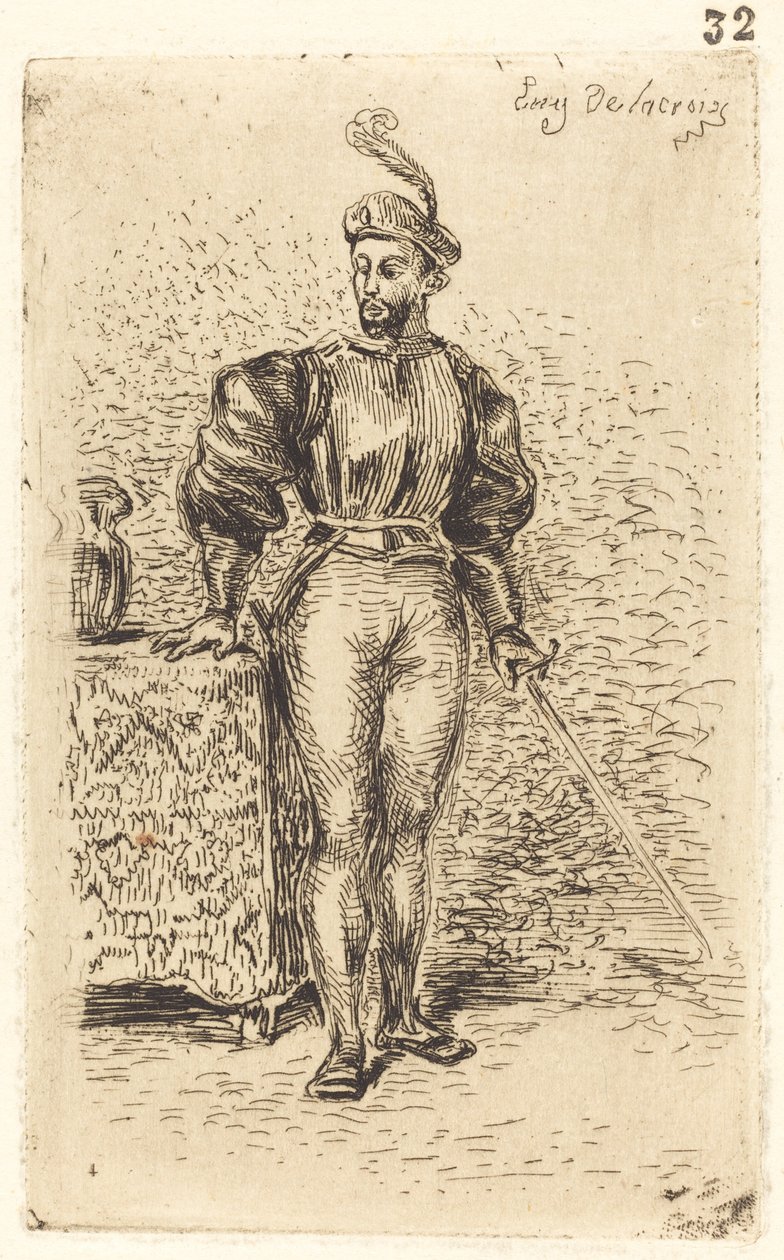 Um homem com armas Um homem de armas, 1833. de Eugène Delacroix