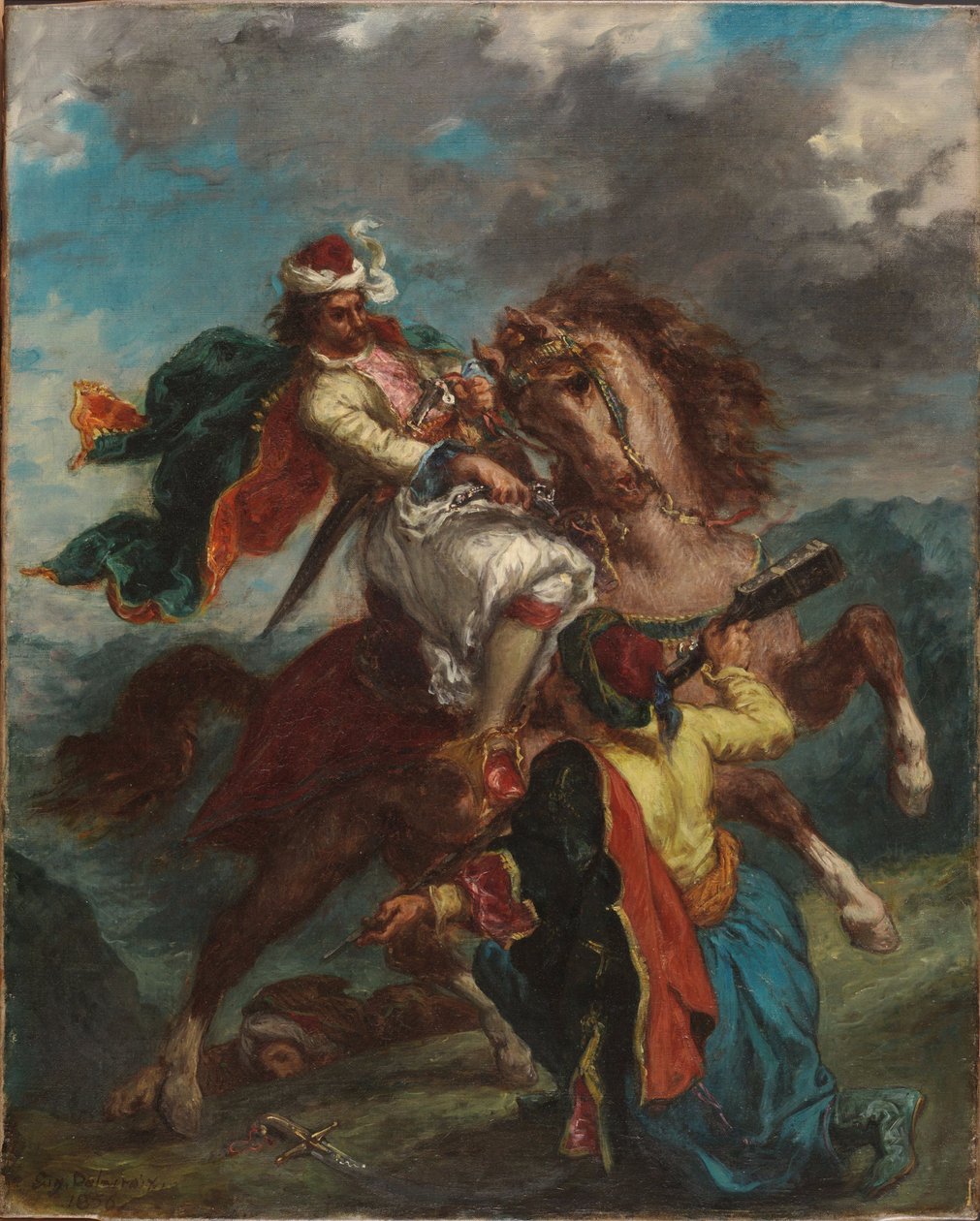 Um turco rende-se a um cavaleiro grego de Eugène Delacroix