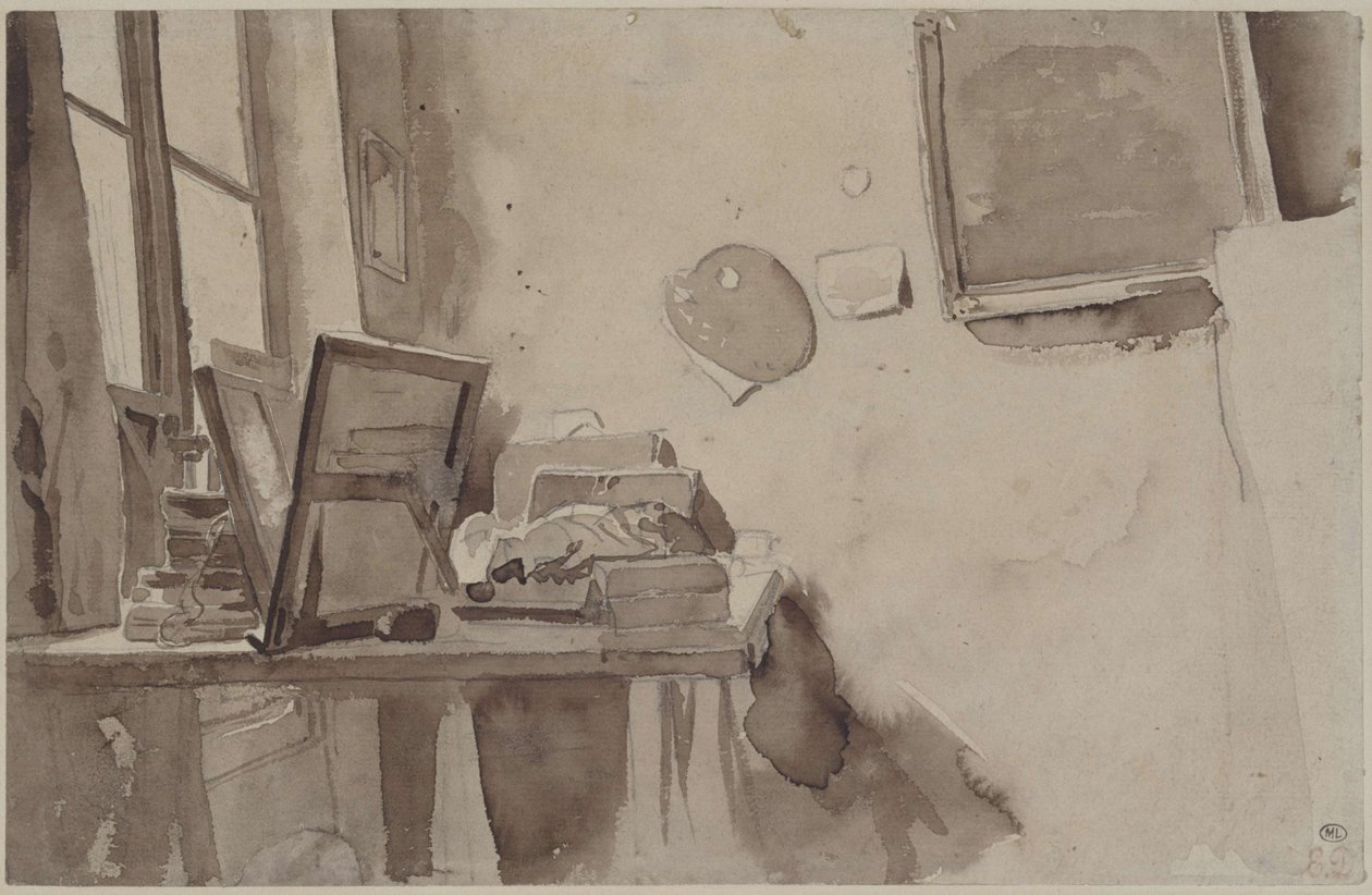 Um canto do estúdio, ca 1825. de Eugène Delacroix