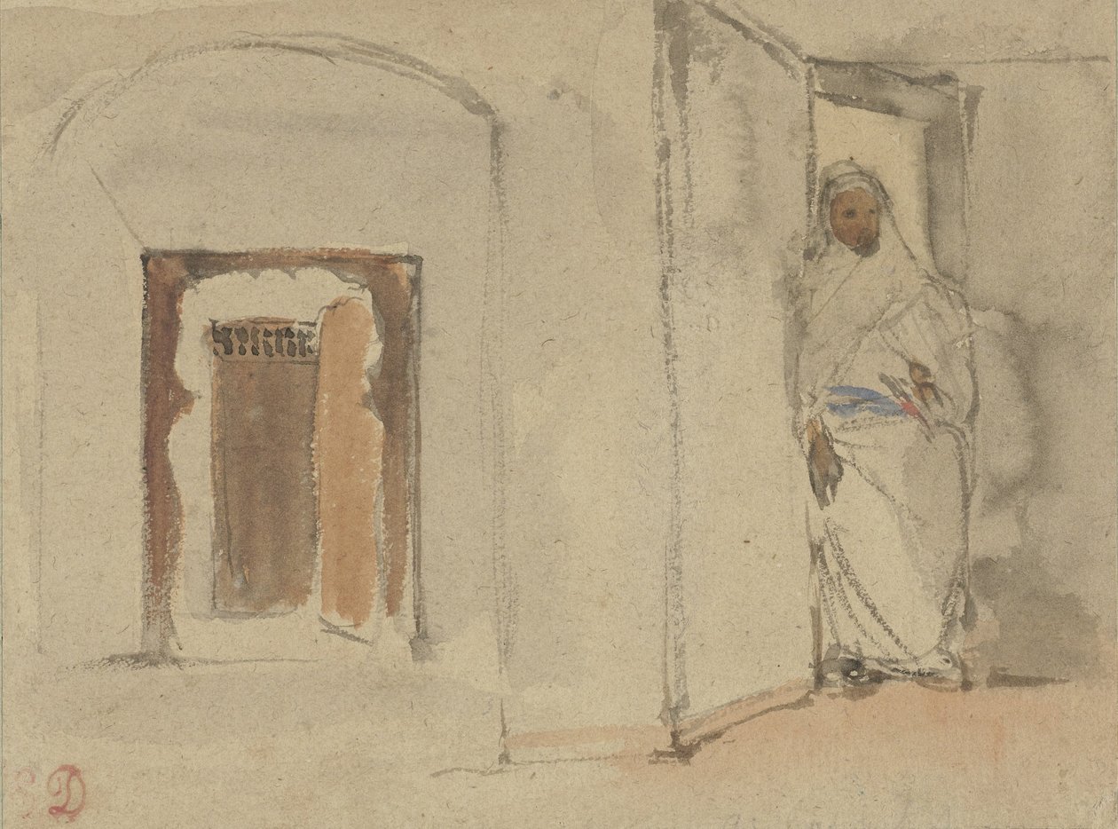 Árabe à porta da sua casa de Eugène Delacroix
