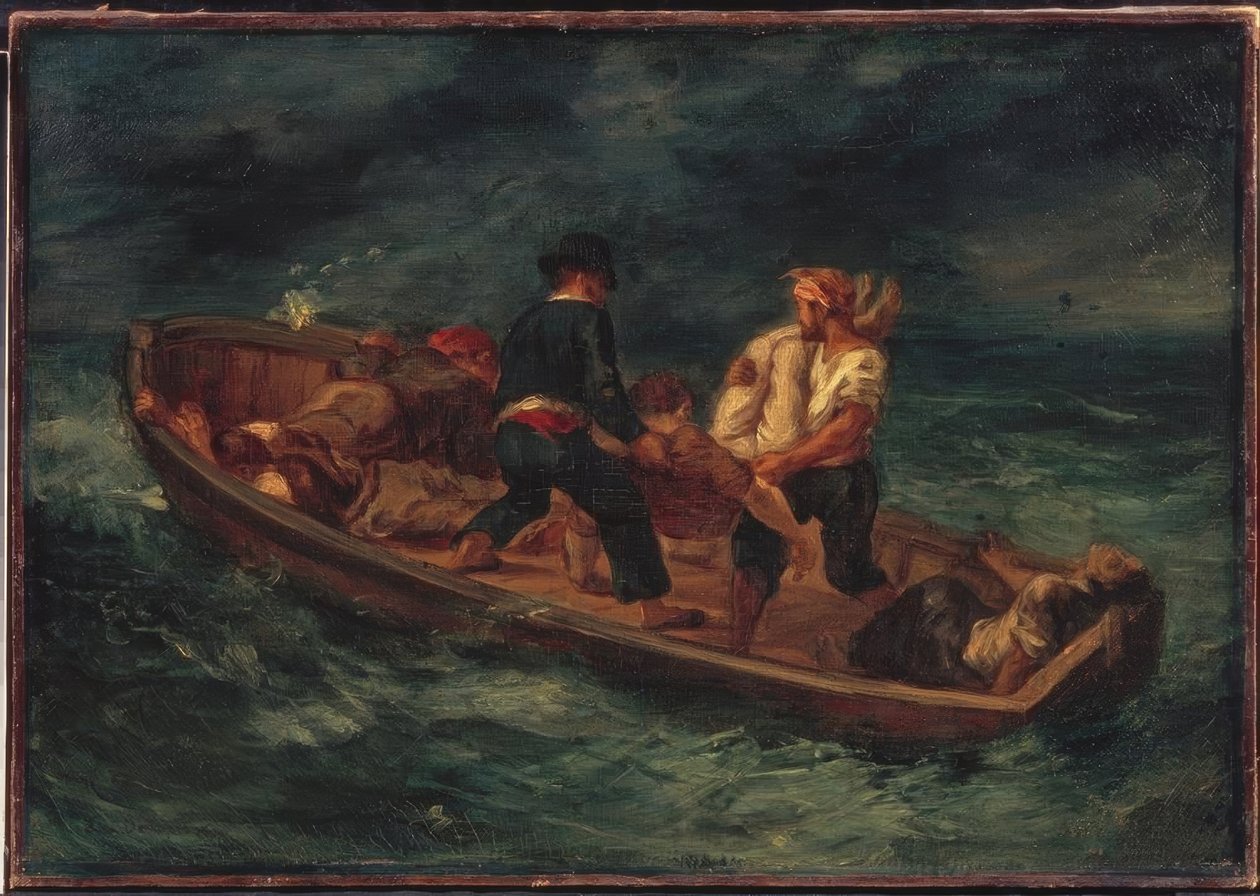 Barco com náufragos de Ferdinand Victor Eugene Delacroix
