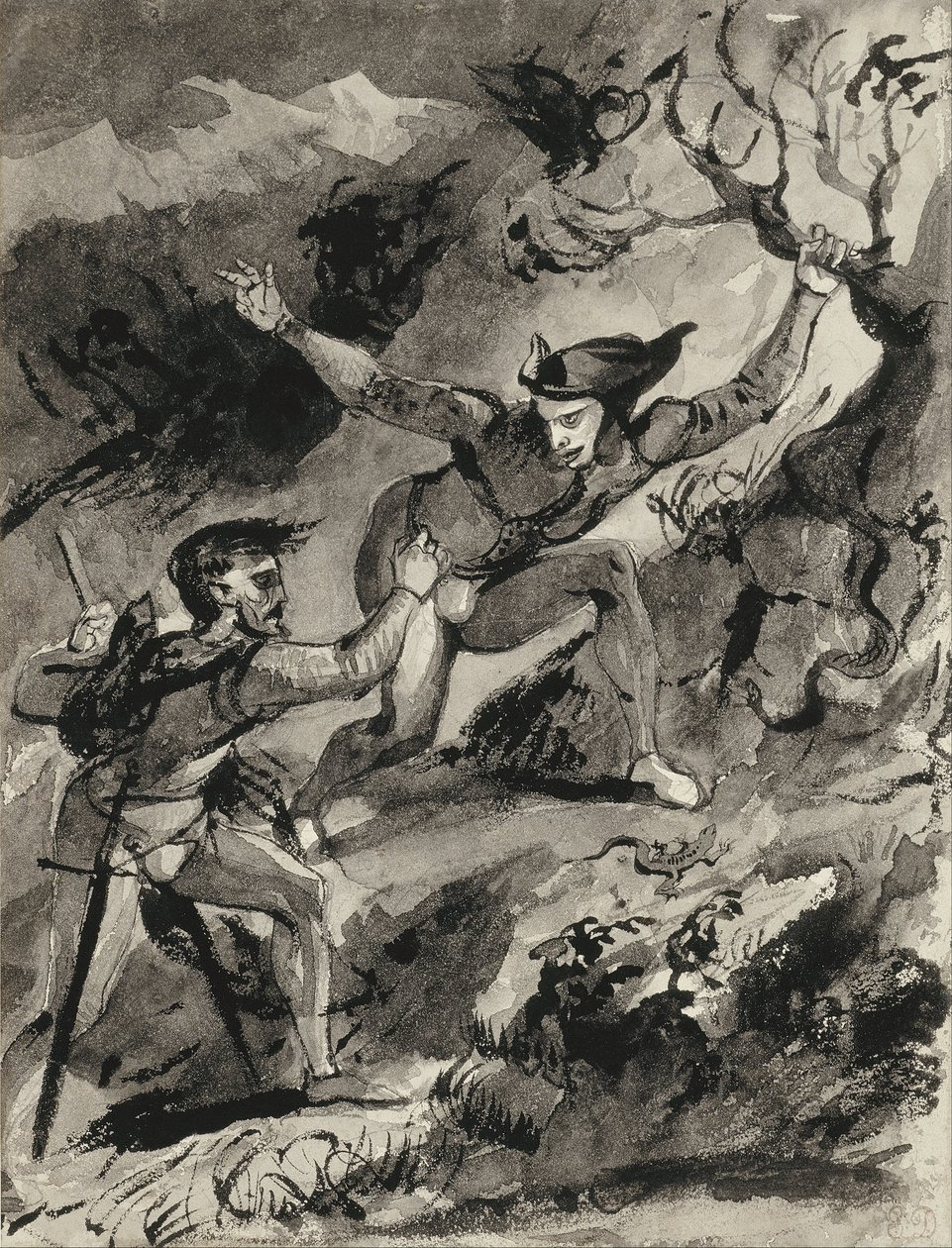 Fausto e Mefistófeles em Blocksberg de Ferdinand Victor Eugene Delacroix