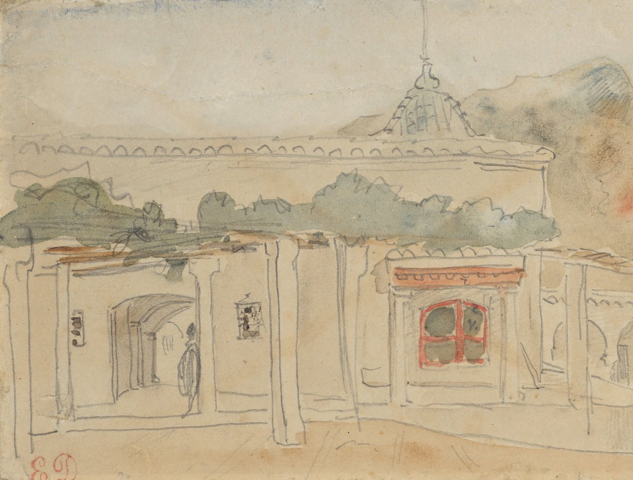 Figura em uma porta, 1832. de Eugène Delacroix