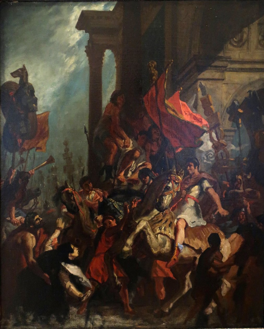 Francês:  La justice de Trajan A justiça de Trajano de Eugène Delacroix