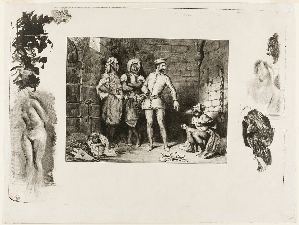 Fronte-boeuf e o judeu, de Ivanhoe de Eugène Delacroix