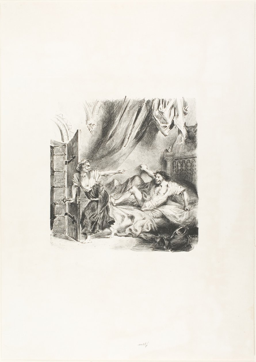 Fronte-boeuf e a bruxa, de Ivanhoe de Eugène Delacroix