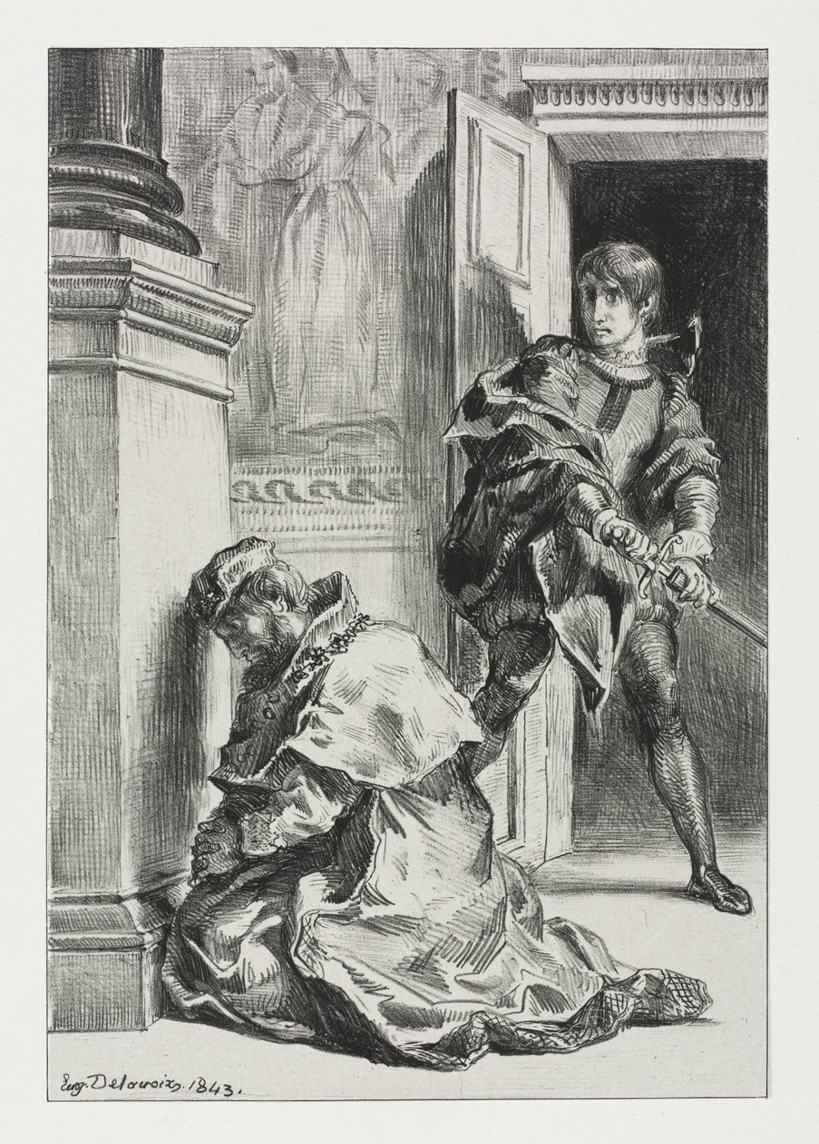 Hamlet: Hamlet tenta matar o rei de Eugène Delacroix