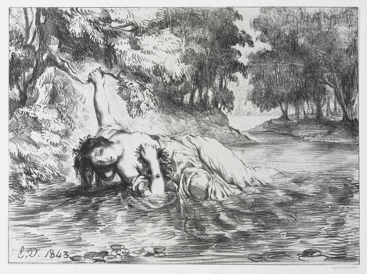Hamlet: A Morte de Ofélia, 1843. de Eugène Delacroix