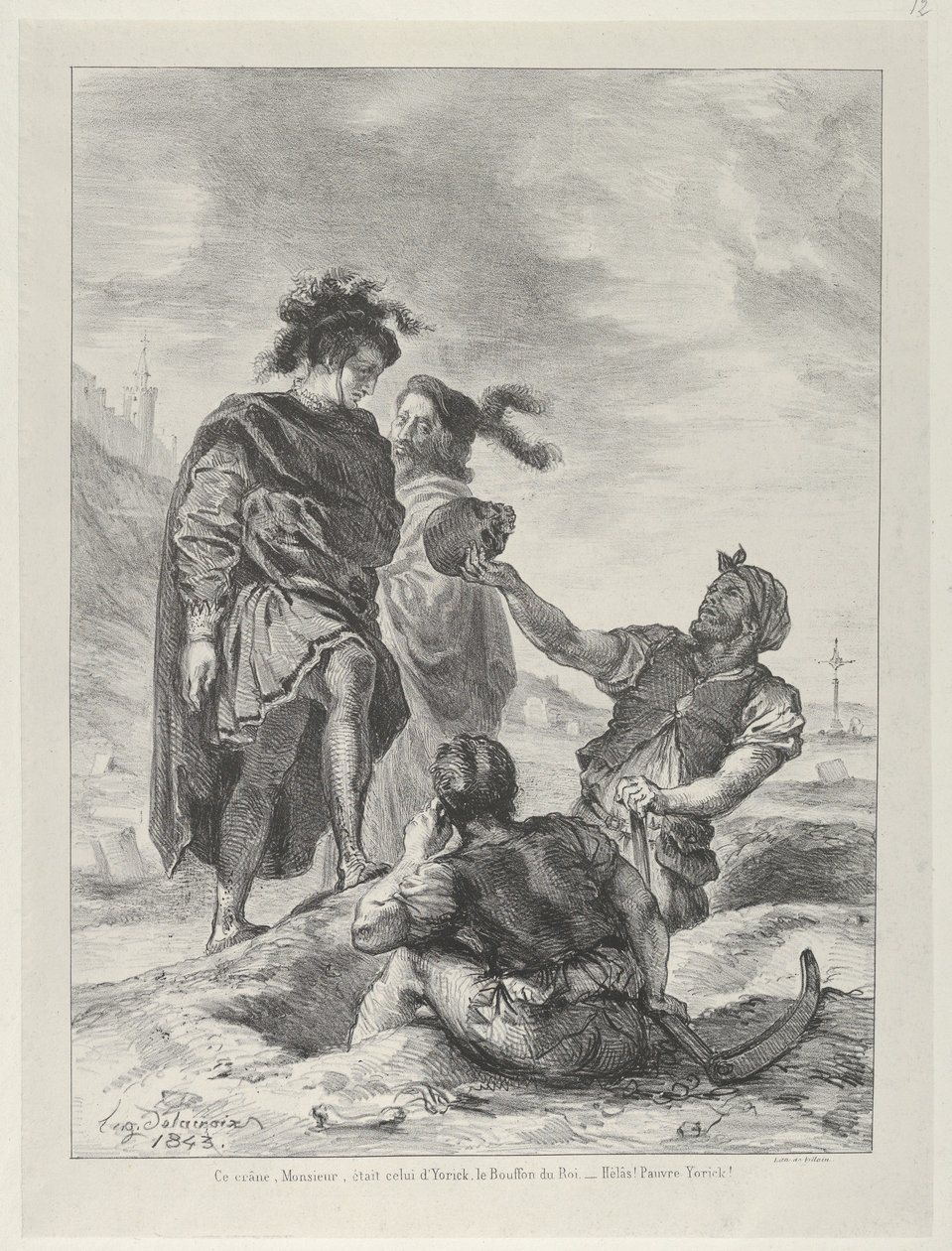 Hamlet e Horatio antes de The Gravediggers, 1843., 1843. de Eugène Delacroix
