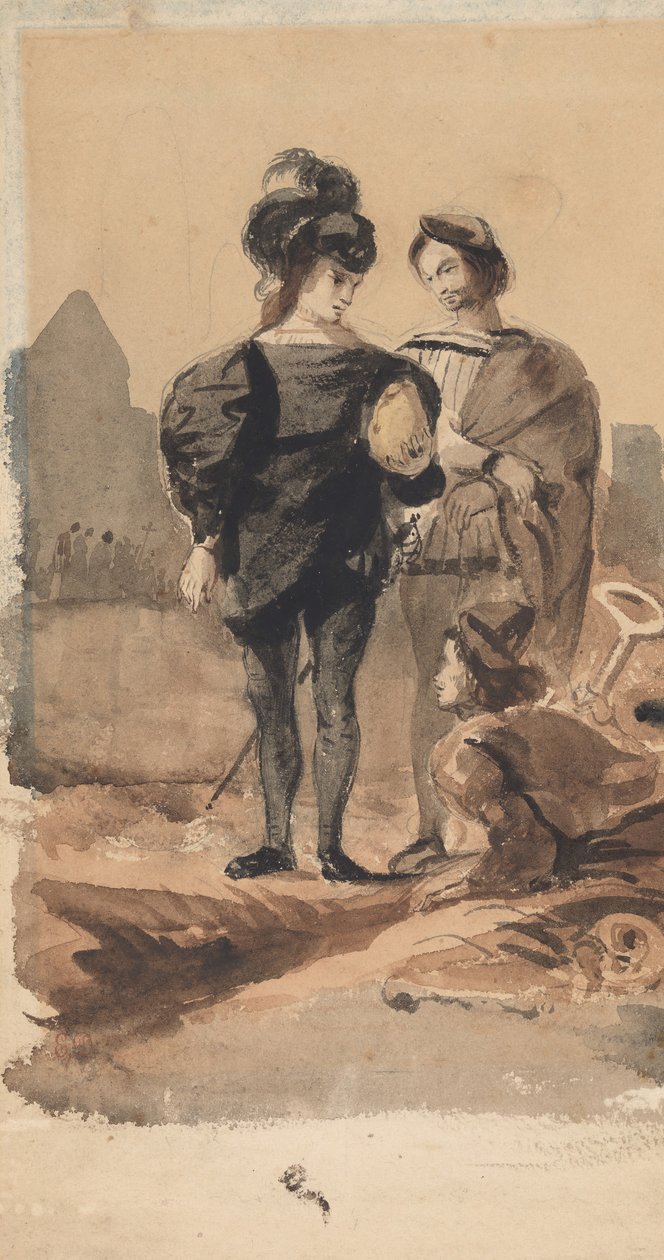Hamlet e Horácio no Cemitério, 1827-28. de Eugène Delacroix