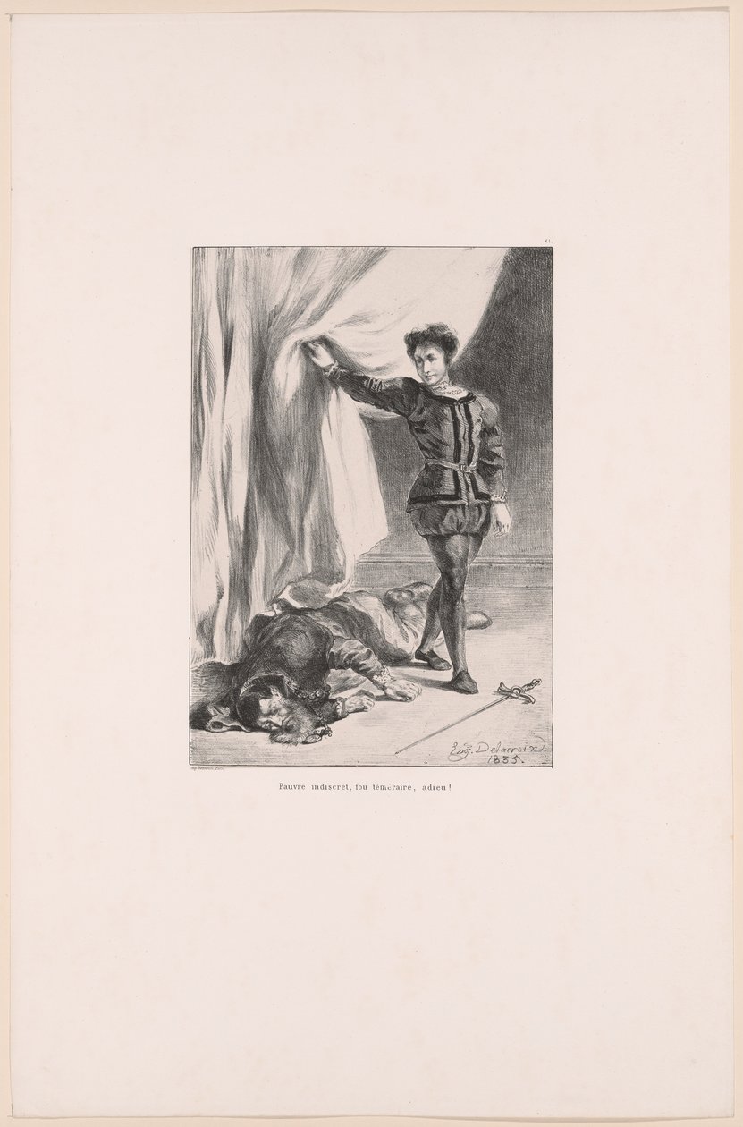 Hamlet e o corpo de Polónio, capítulo 11 de Hamlet de Eugène Delacroix