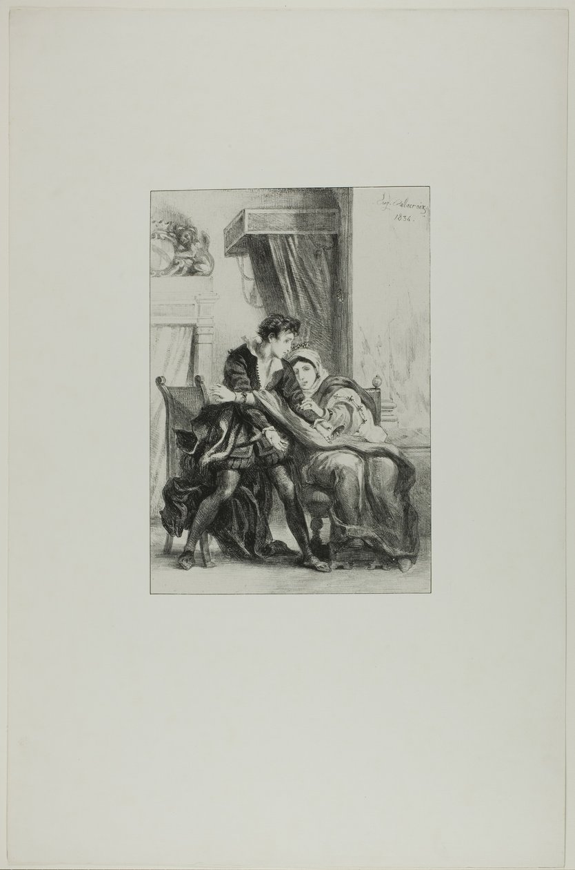 Hamlet e a Rainha de Eugène Delacroix
