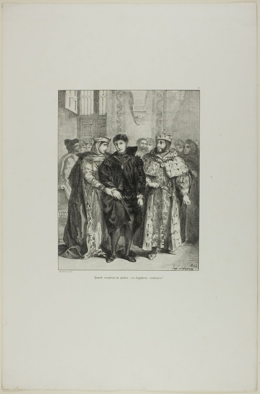 Hamlet e a Rainha, prato 1 de Hamlet de Eugène Delacroix