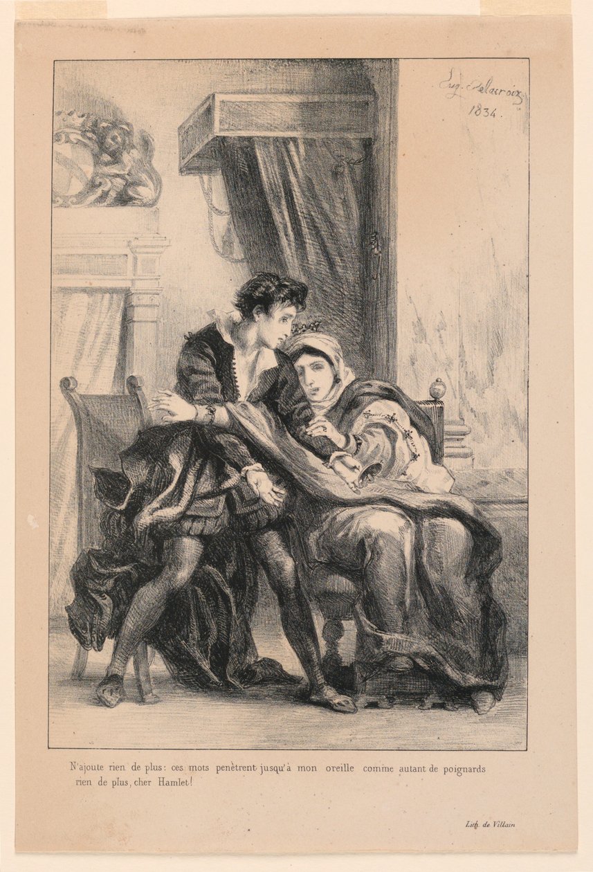 Ilustração para Hamlet: Hamlet e a Rainha (III,4) de Eugène Delacroix