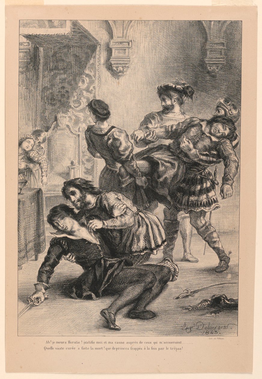 Ilustração para Hamlet: A Morte de Hamlet (V,2) de Eugène Delacroix