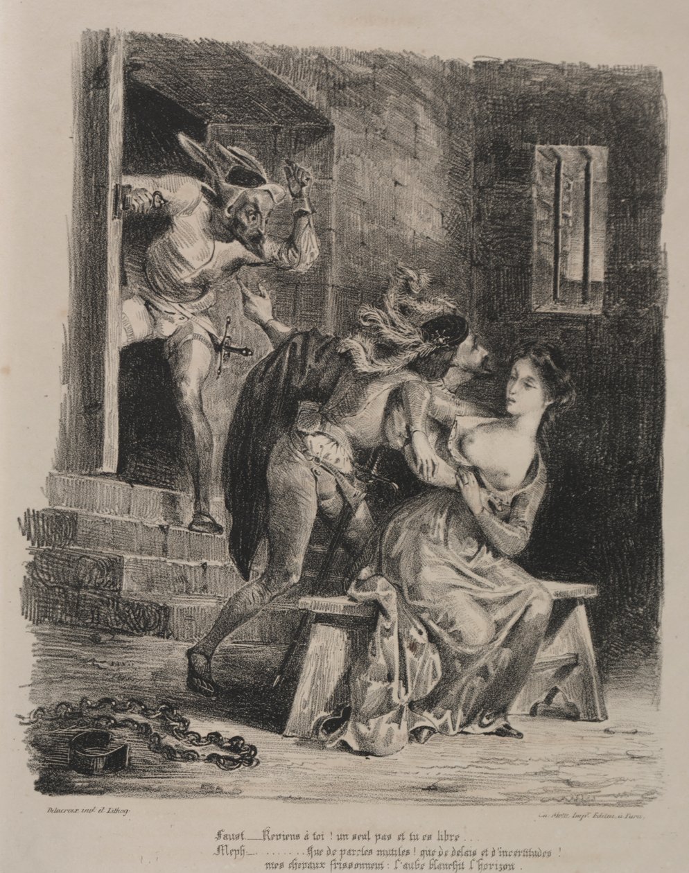 Ilustrações para Fausto: Fausto na prisão de Marguerite de Eugène Delacroix