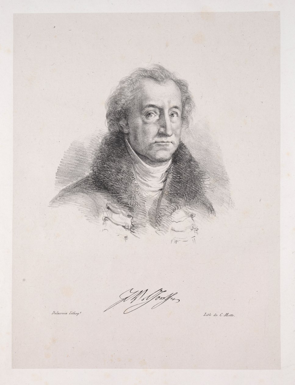 Ilustrações para Fausto: Frontispício - Retrato de Johann Wolfgang von Goethe de Eugène Delacroix