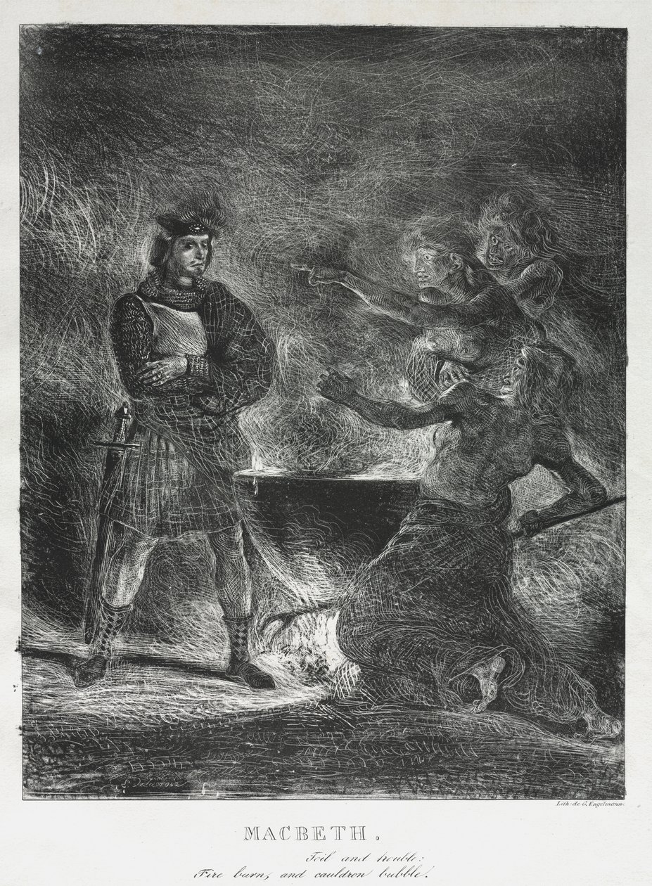 Macbeth consultando as bruxas de Eugène Delacroix