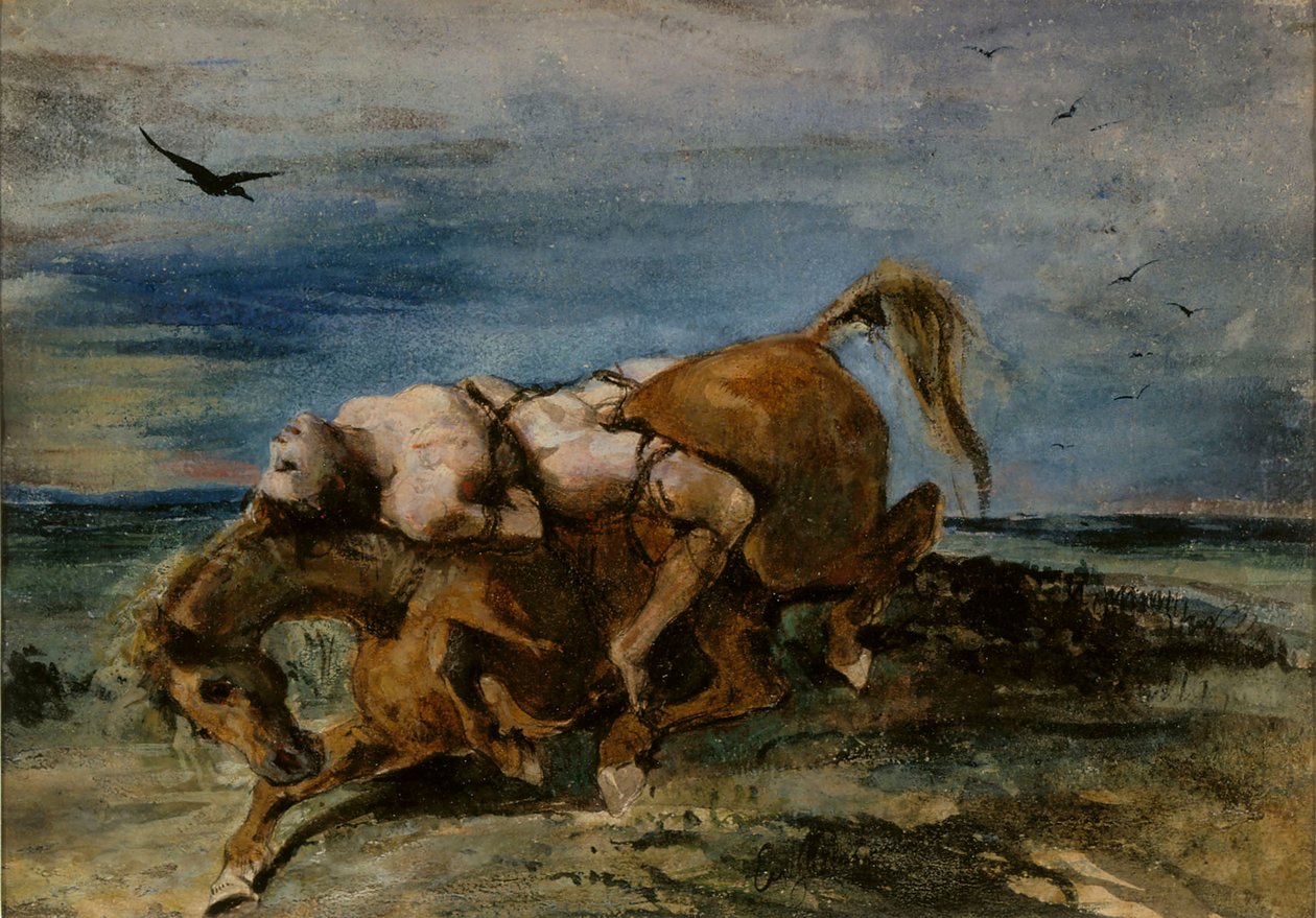 Mazeppa no cavalo moribundo, 1824. de Eugène Delacroix