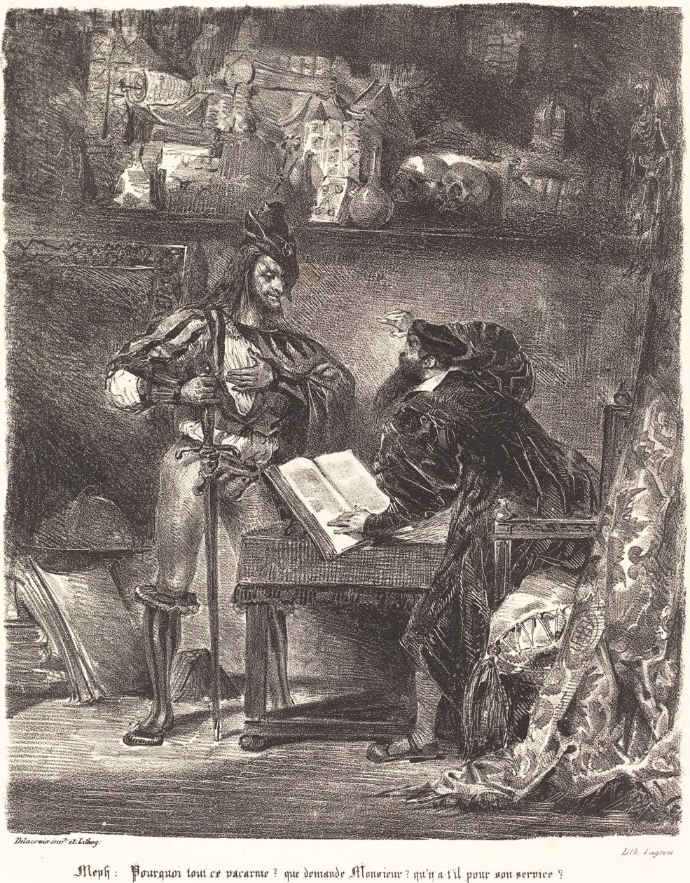 Mephisto aparece para Fausto de Eugène Delacroix