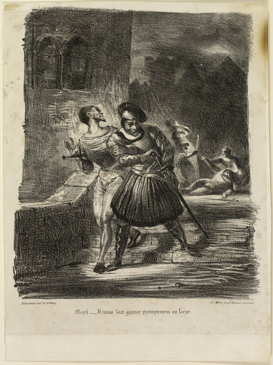 Mefistófeles e Fausto Fugindo após o Duelo de Eugène Delacroix