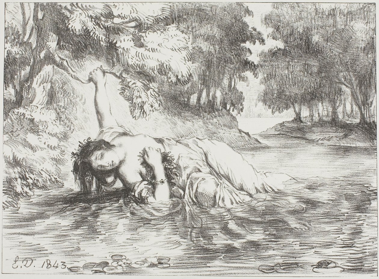 A morte de Ofélia de Eugène Delacroix