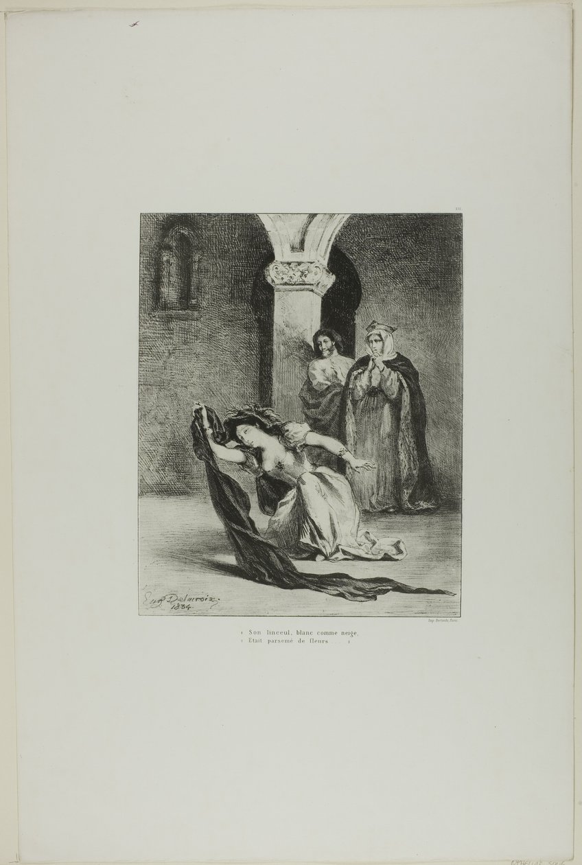 Canção de Ofélia, prato 12 de Hamlet de Eugène Delacroix