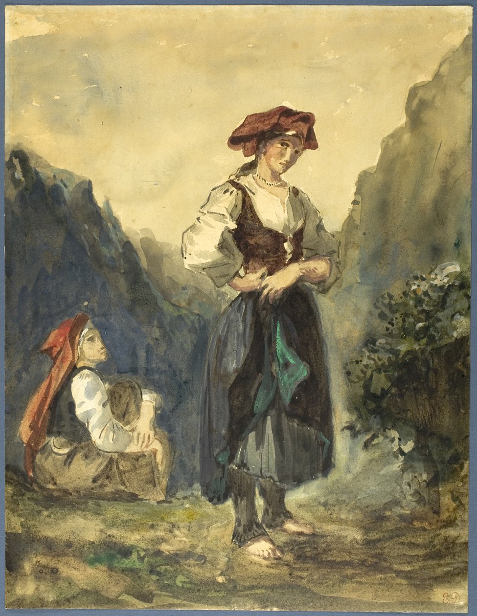 Mulheres camponesas da região de Eaux-Bonnes de Eugène Delacroix