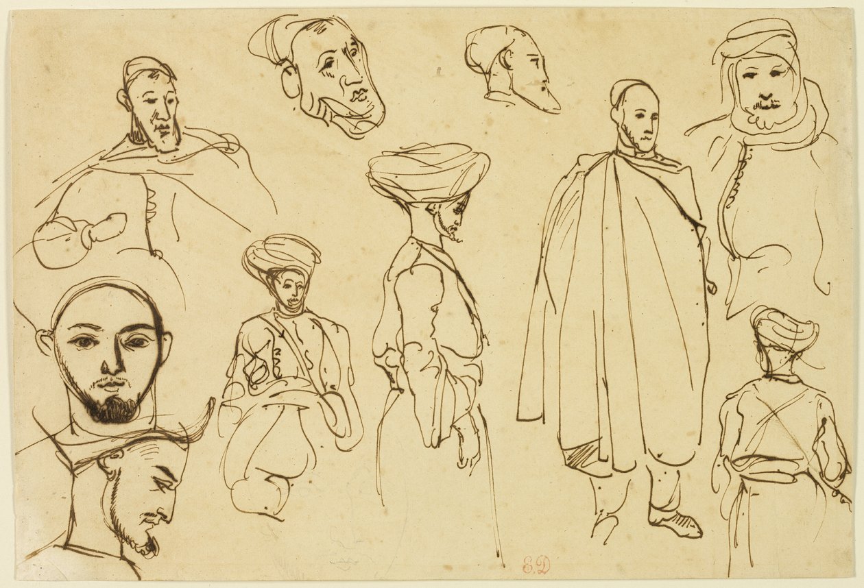 Esboços de homens argelinos de Eugène Delacroix