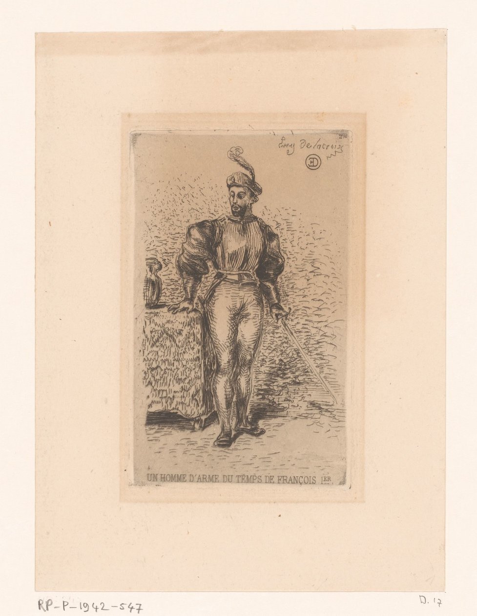 Soldaat conheceu zwaard
Um homem de armas no tempo de François I (título sobre o objecto) de Eugène Delacroix