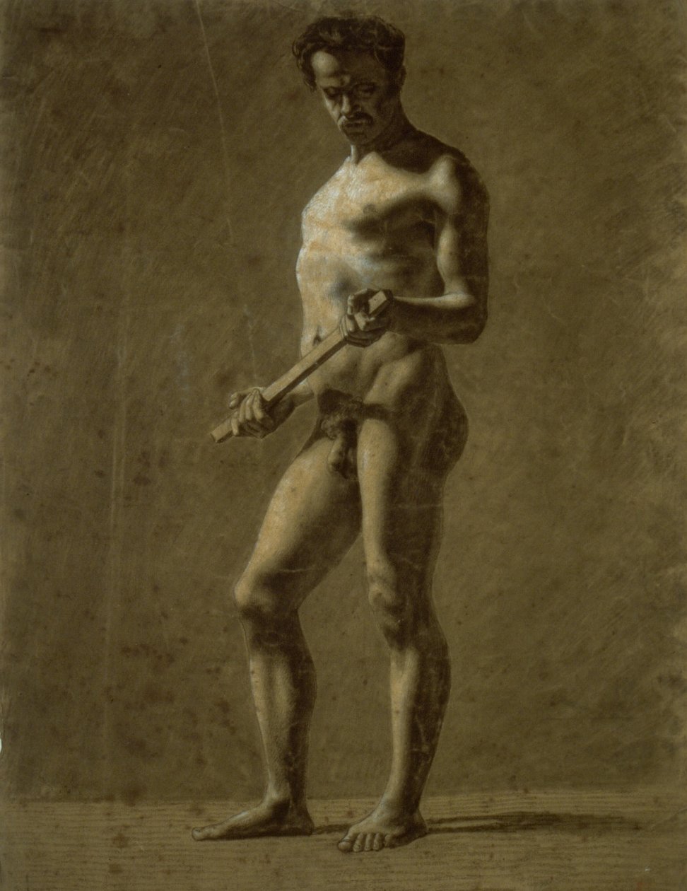 Nu Masculino Acadêmico Permanente (reto); Esboço do braço superior (verso) de Eugène Delacroix