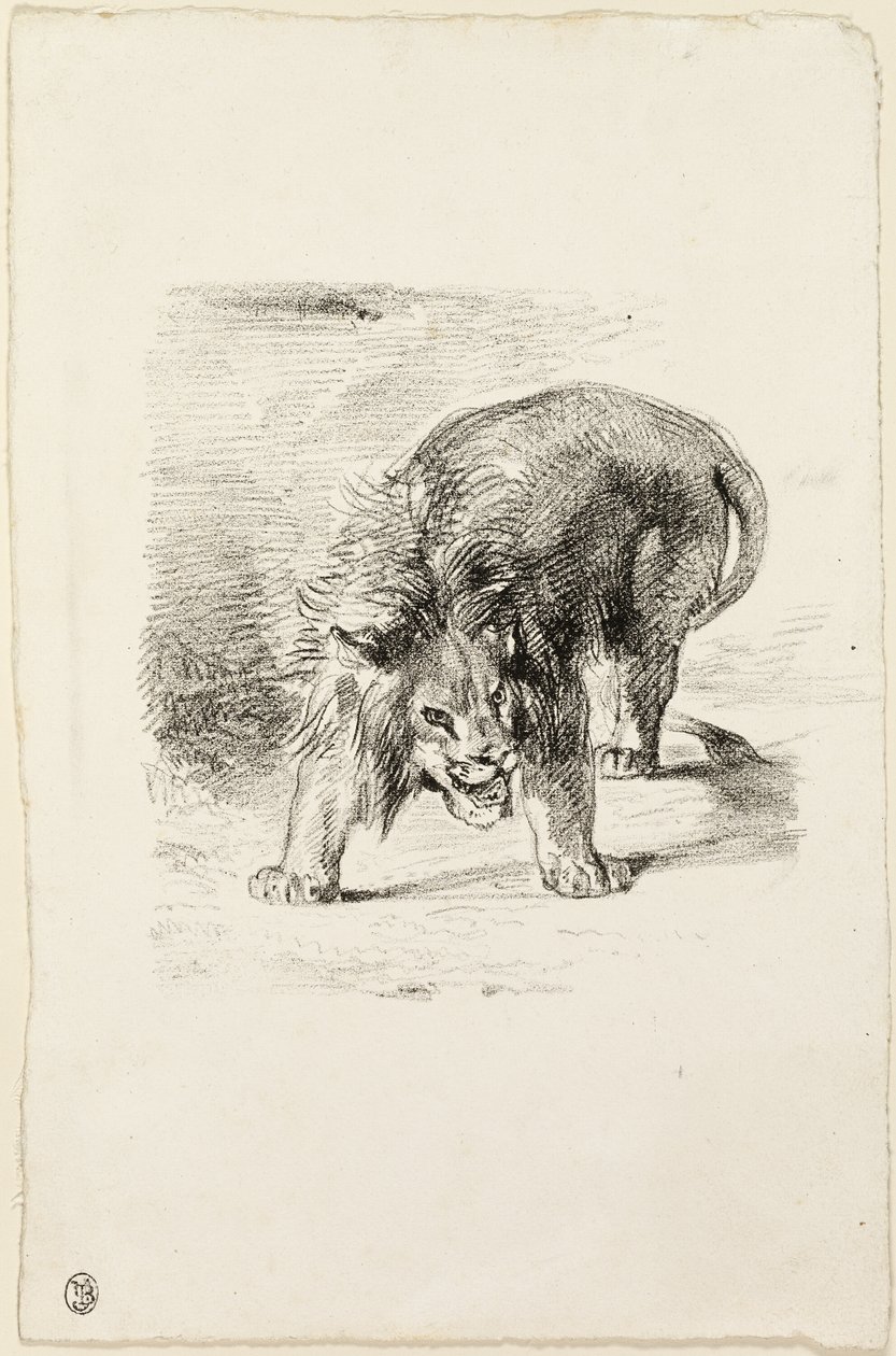 Leão em pé de Eugène Delacroix